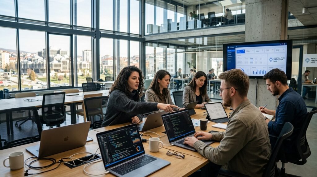 Digital Transformation in Kosovo: How Tech Innovation, ICT Exports, and Youth Entrepreneurship Are Reshaping the National Economy Ekipi i teknologjisë dhe inovacioni në Prishtinë